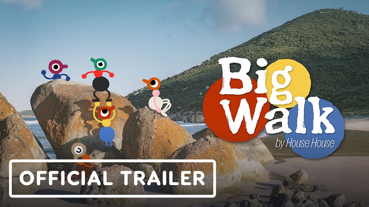 Colorful Big Walk characters exploring the island in the official gameplay trailer